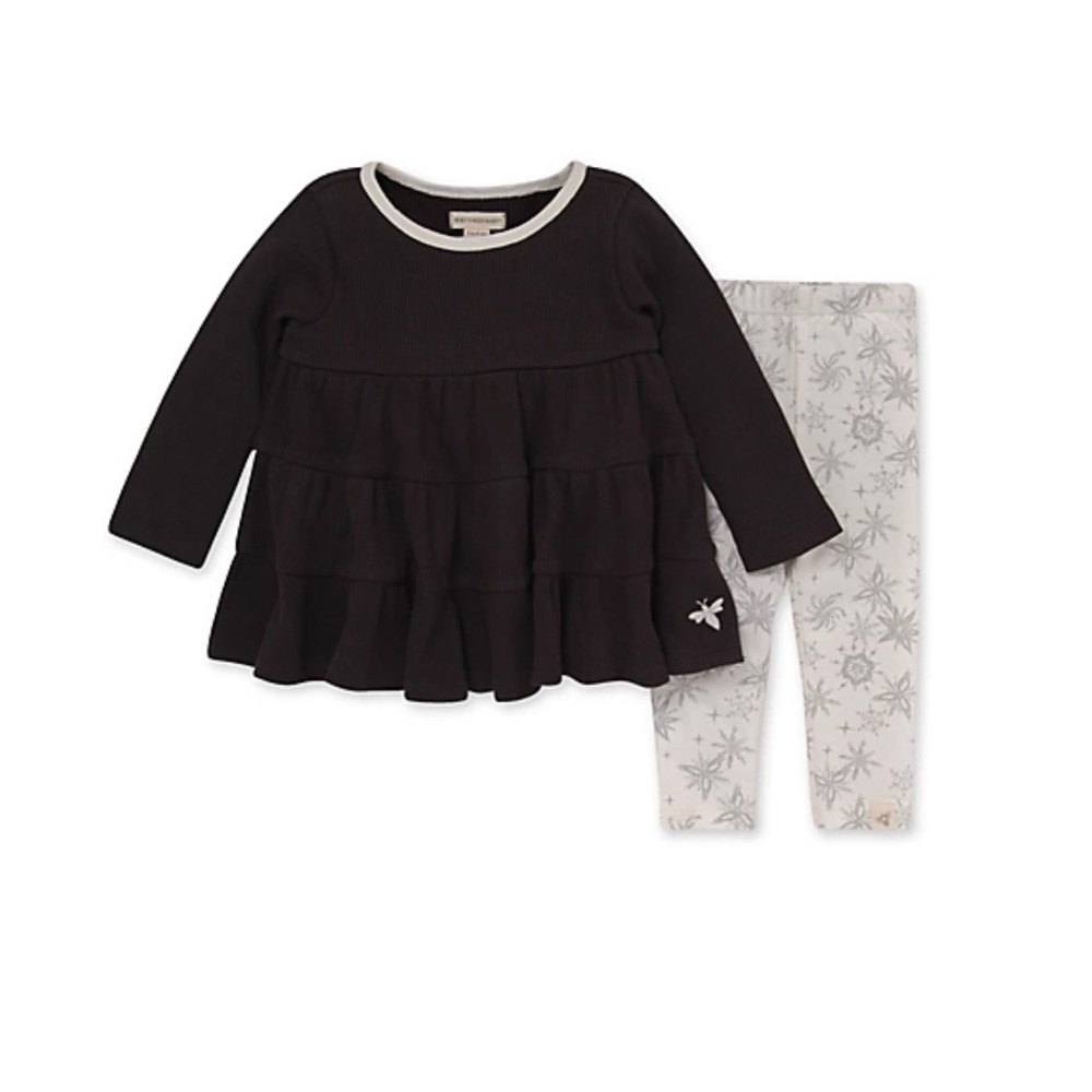 Burt's Bees Baby® 2-Piece Vintage Snowflake Tunic and Legging Set in Grey/White